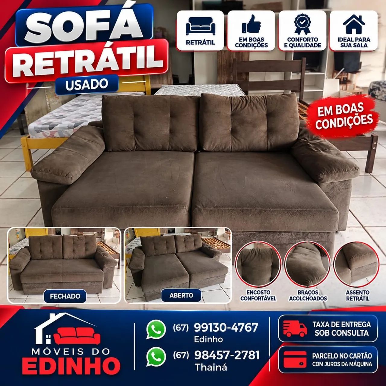 SOFA RETRÁTIL  CONSERVADO - Foto 2