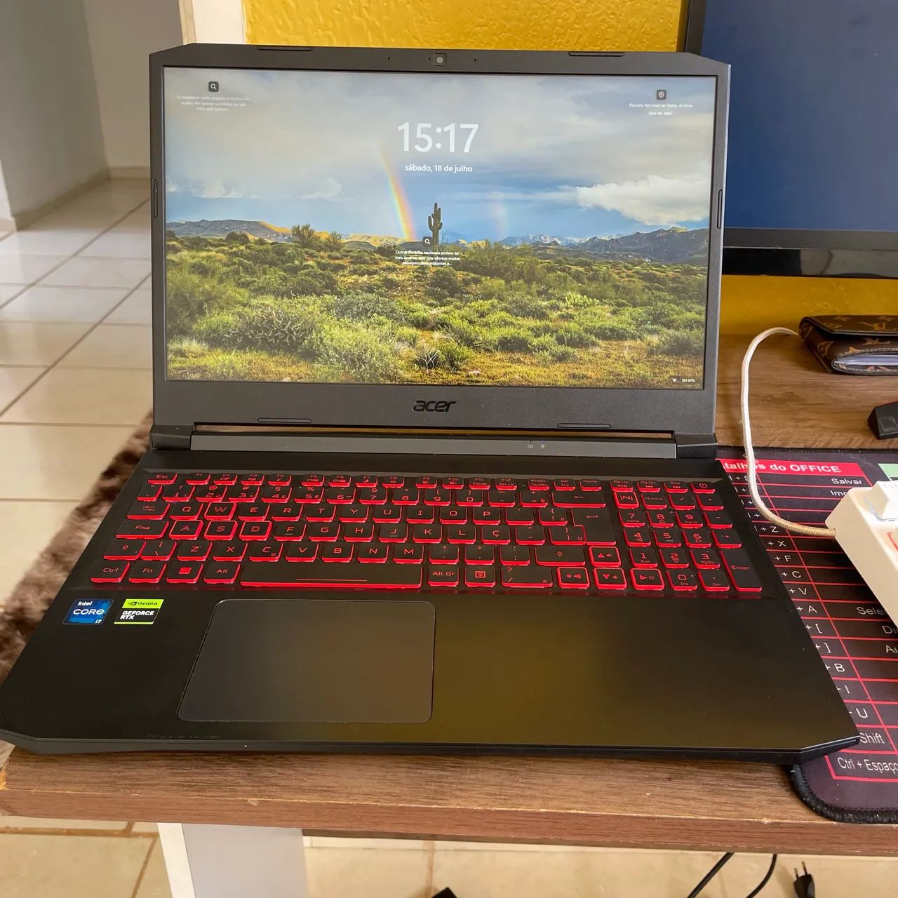 Notebook acer nitro5 com i7 11800H e RTX 3050