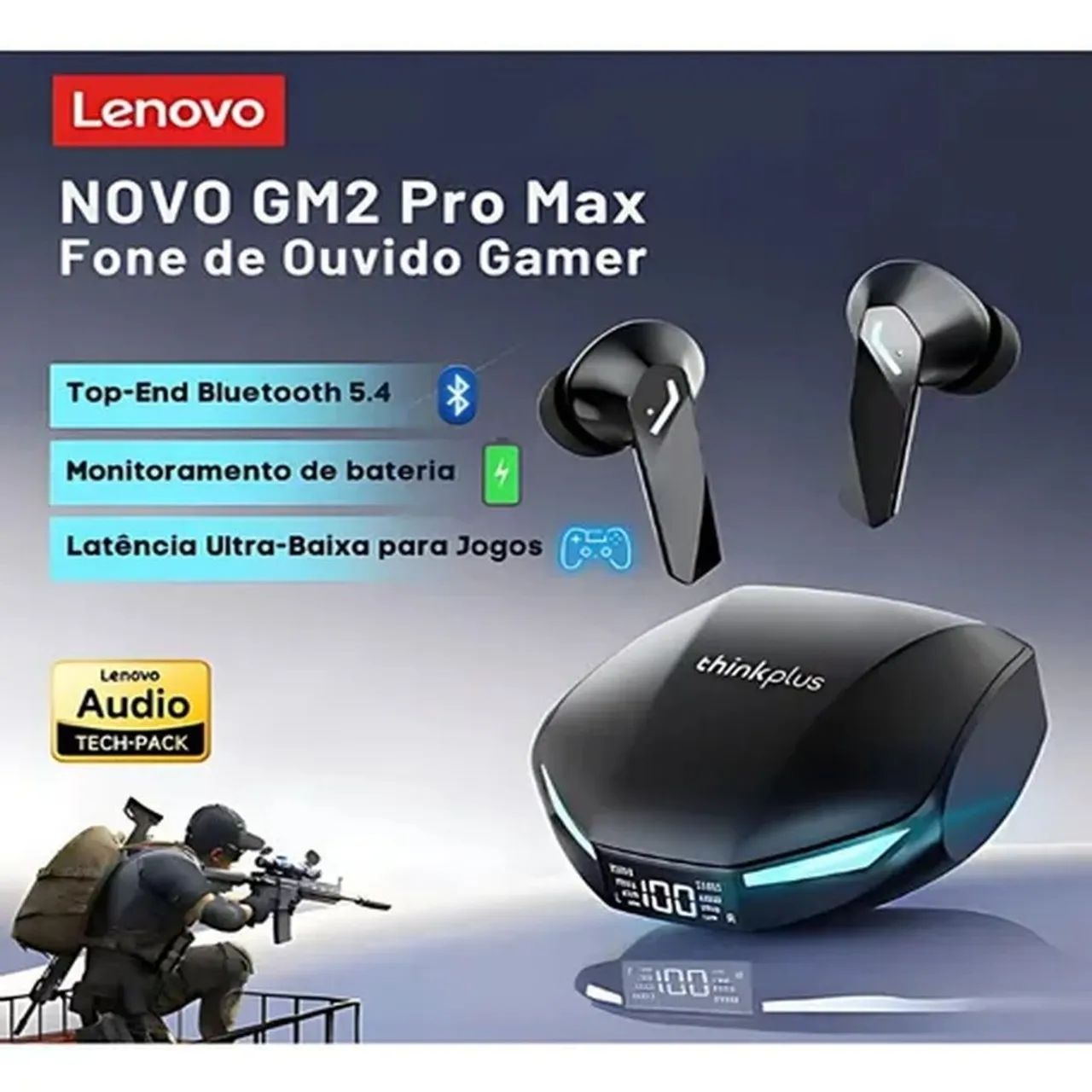 Novos Fones Bluetooth GM2 PRÓ MAX Lenovo 2026 [100% ORIGINAIS]