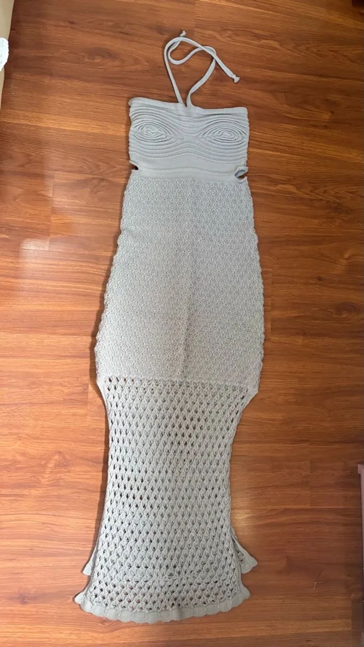 vestido cinza tricot tamanho pp