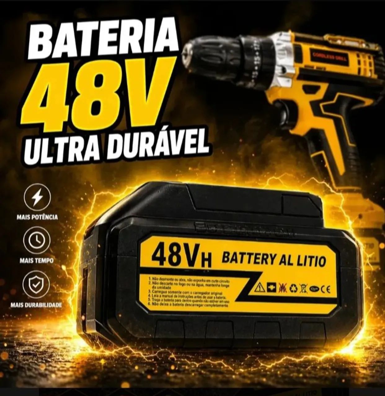 Furadeira e parafuzadeira de impacto 48vh por apenas 220 reais +