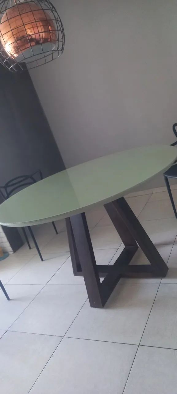 Mesa laqueada off-White com pés de madeira - Foto 4