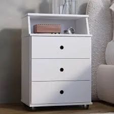 Mesa de Cabeceira Luxo 3Gvs Branco EJ Moveis - Entrega Rápida! 