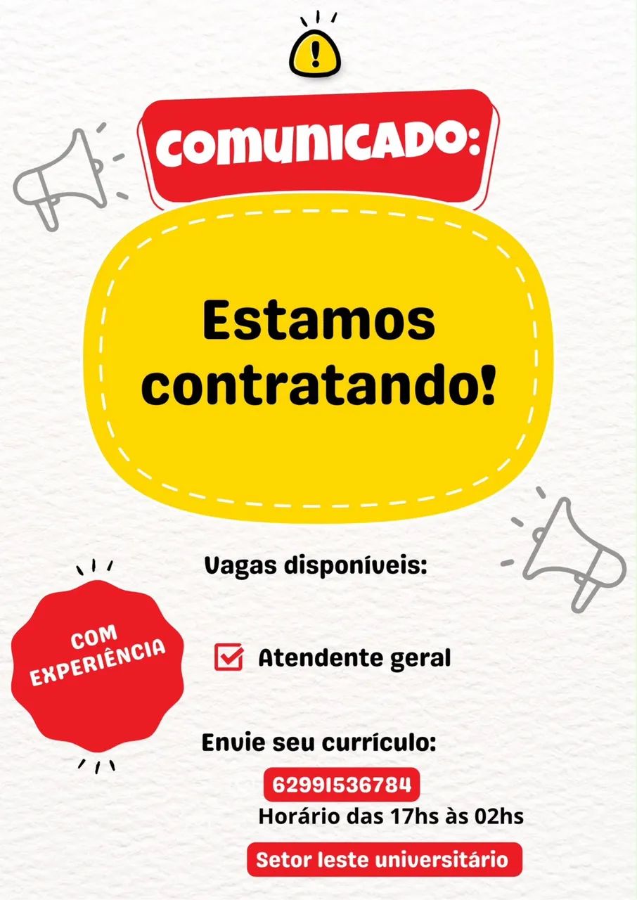 Vaga de atendimento geral 