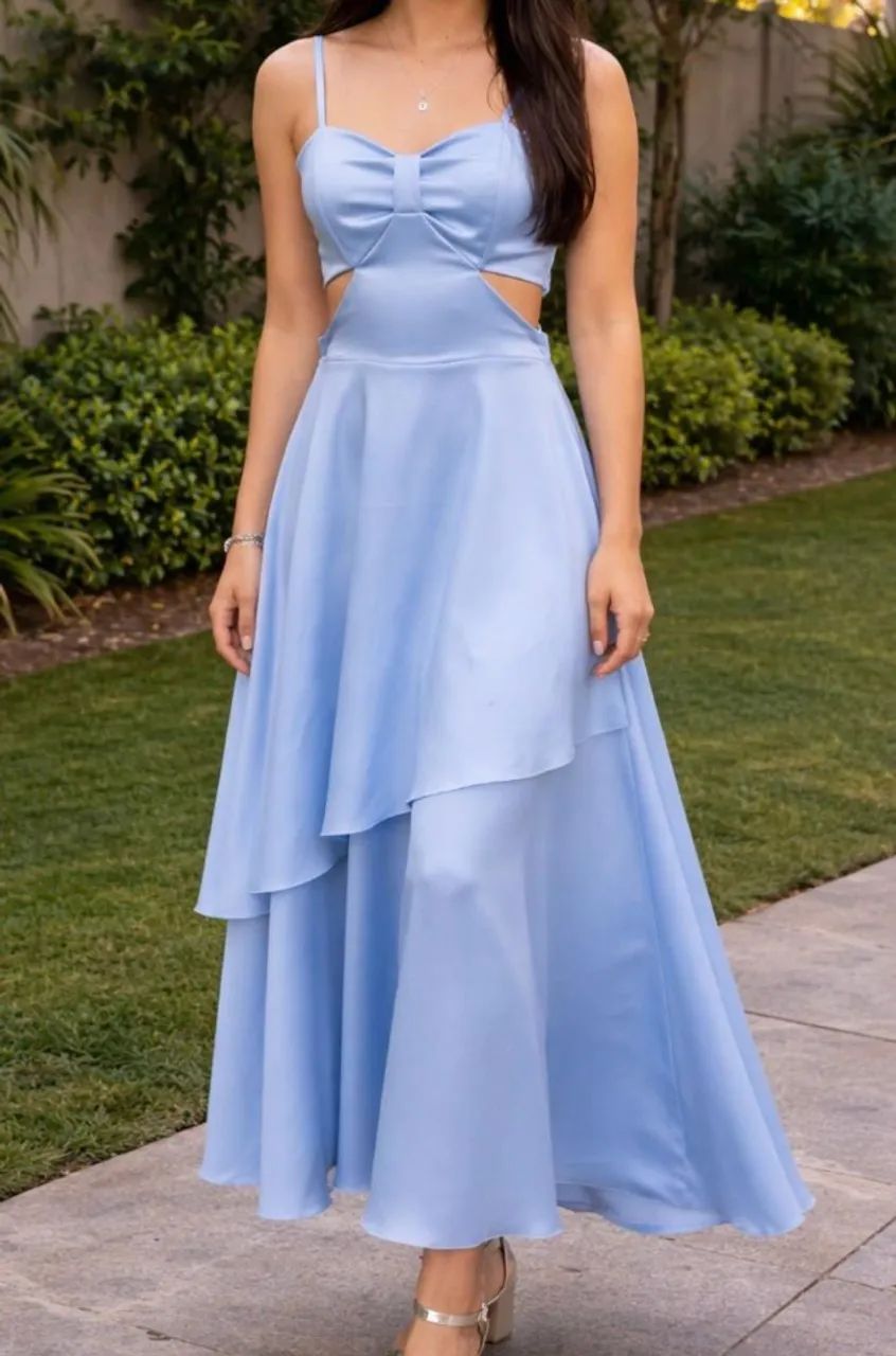 Vestido longo azul
