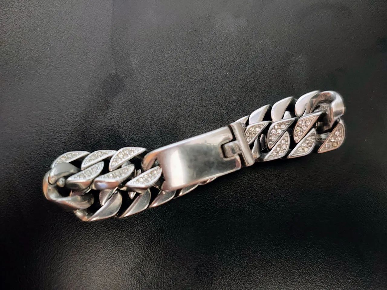 Pulseira de aço cravejada - Foto 3