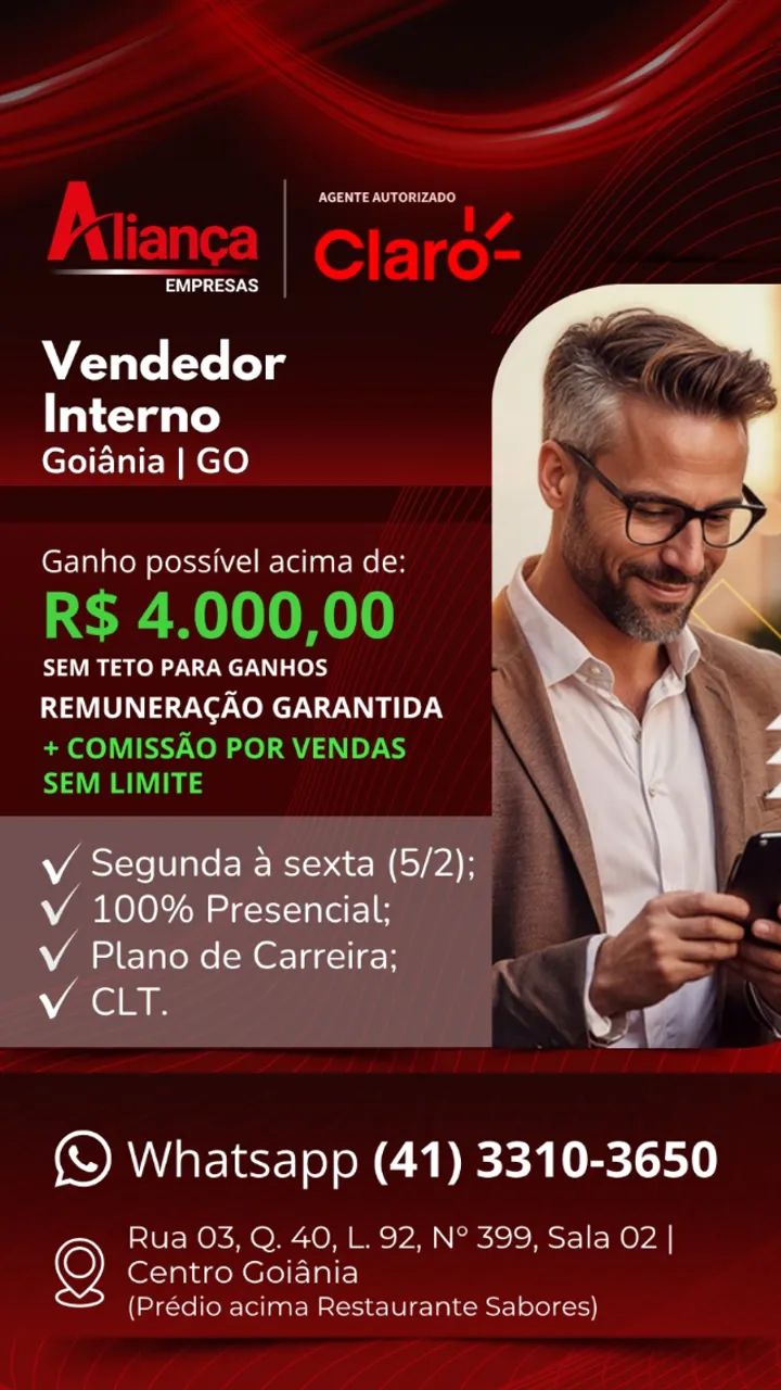 VAGA ABERTA | CONSULTOR(A) DE VENDAS INTERNO 