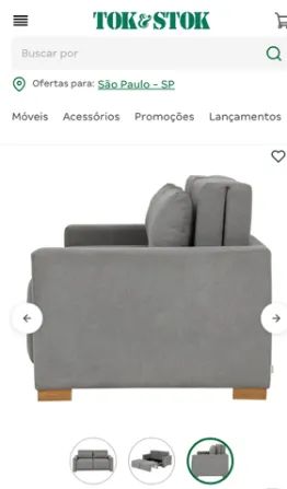 Sofá Cama Origami Cinza Tok Stok 2 lugares - Foto 2