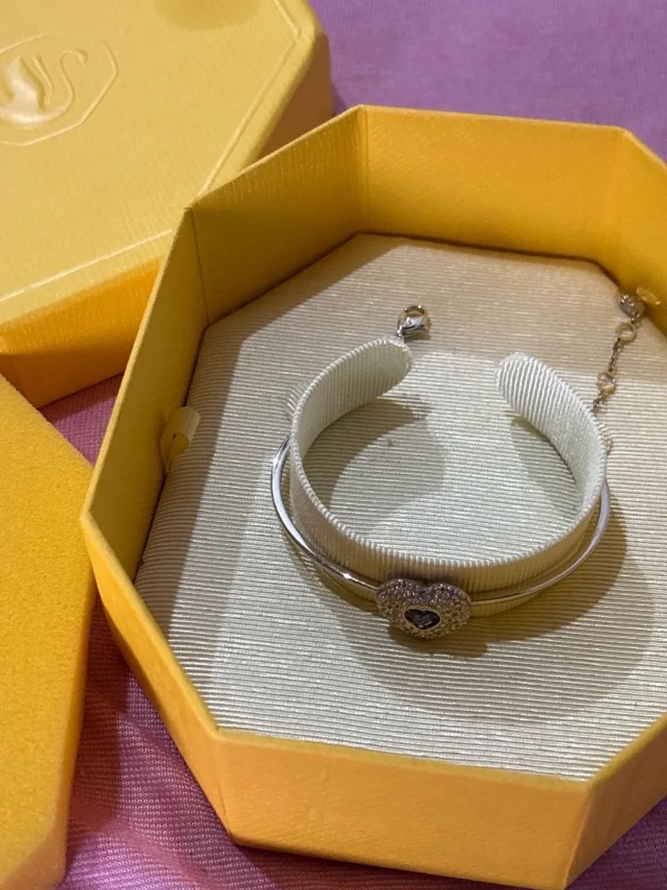 Pulseira Swarovski Hyperbola Coração Azul com Cristais - Original