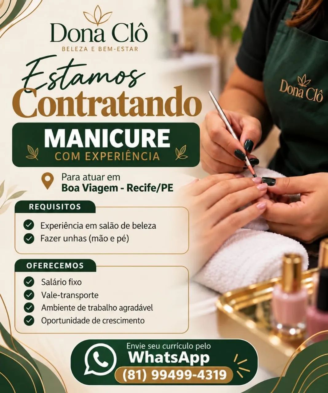 Estamos contratando Manicure