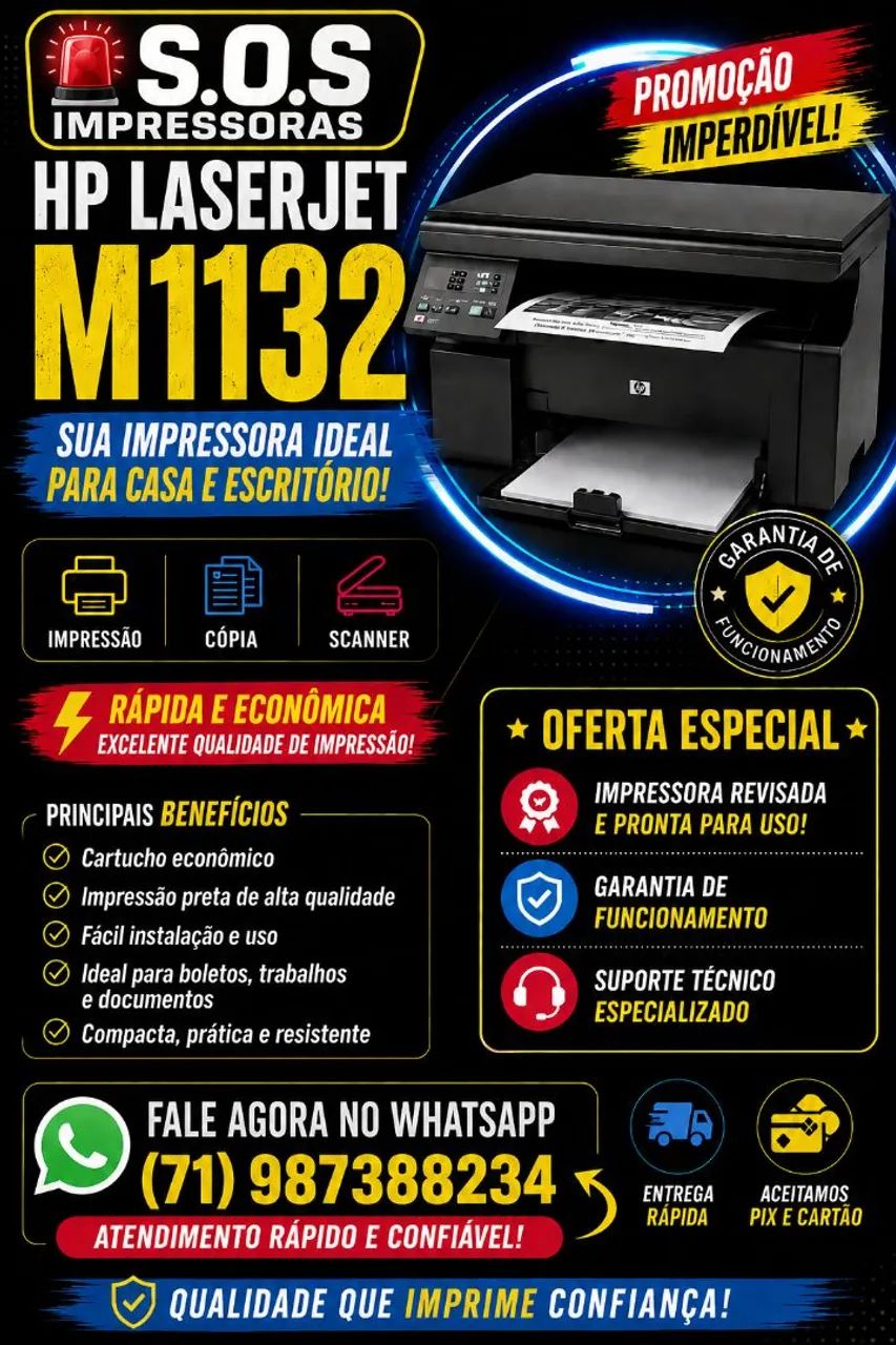 Impressora Multifuncional LaserJet Hp 1132