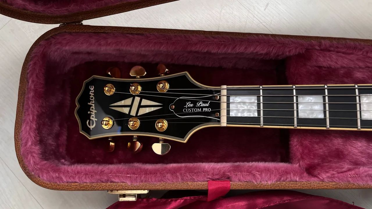 Guitarra Epiphone Les Paul custom pro ebony canhoto - Instrumentos