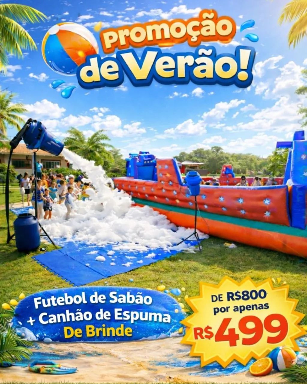 Futebol de Sabão c/ canhão de espuma de Brinde 