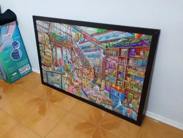 Quadro Quebra-Cabeça Montado 3000 Peças - "Loja de Brinquedos" (com Moldura e Vidro)