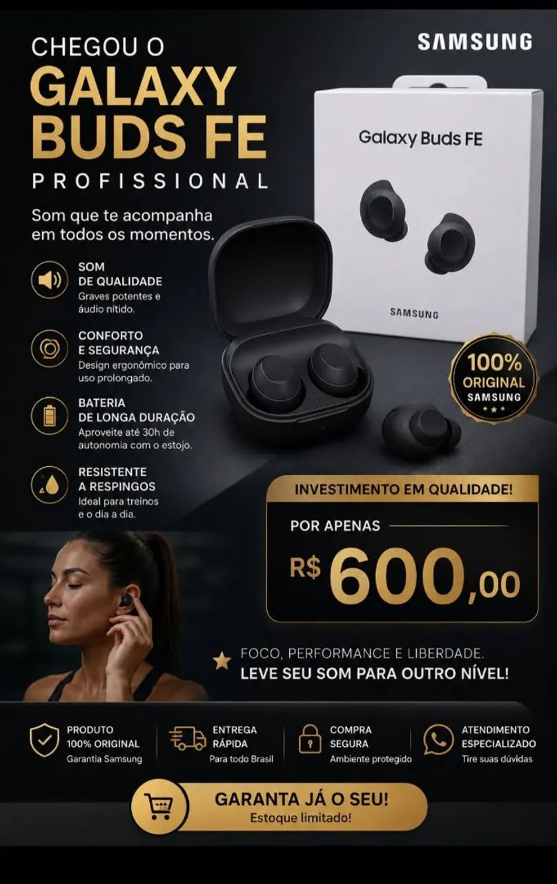 FONE DE OUVIDO SAMSUNG GALAXY BUDS FE GRAFITE - Fones de Ouvido