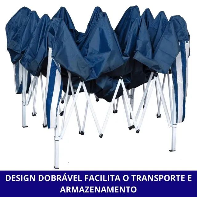 Promoção Shopee! Gazebo Retrátil Sanfonado 3x3 - Articulado Azul + Bolsa de Transporte - Foto 3