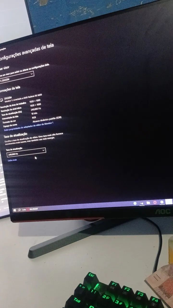 monitor 240hz aoc em perfeito estado - Foto 2