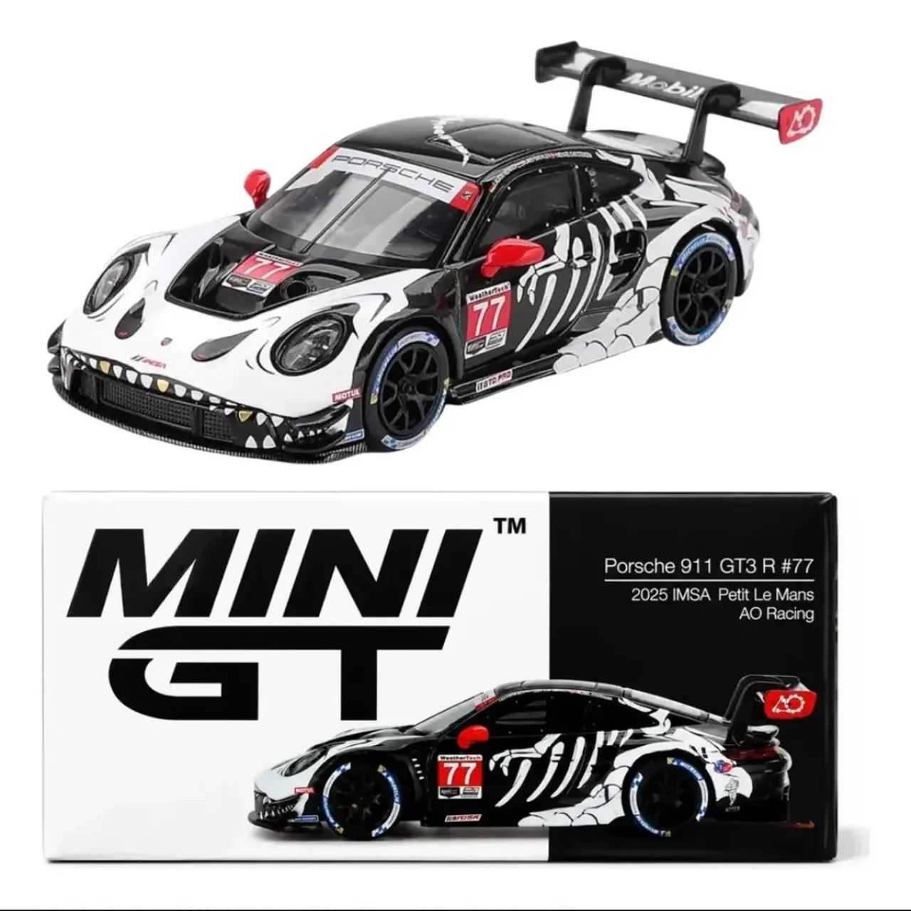 Mini GT Porsche 911 GT3 R Imsa Petit Rexy Skeleton Preto - Hobbies