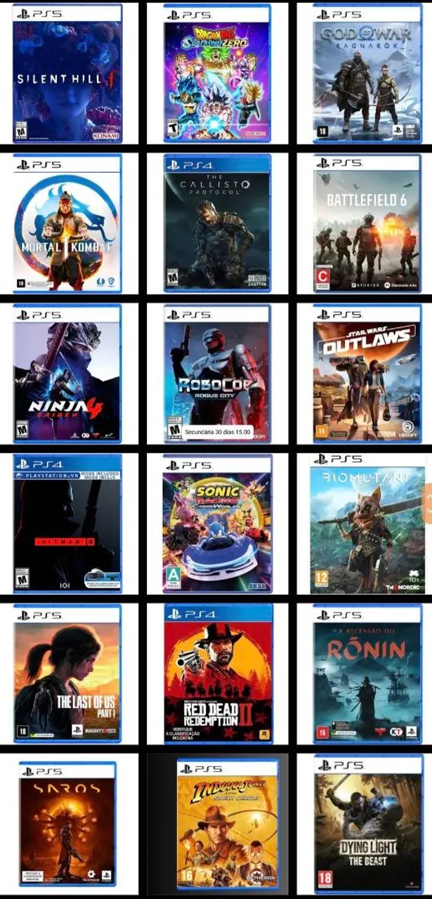 Jogos Ps4 e Ps5
