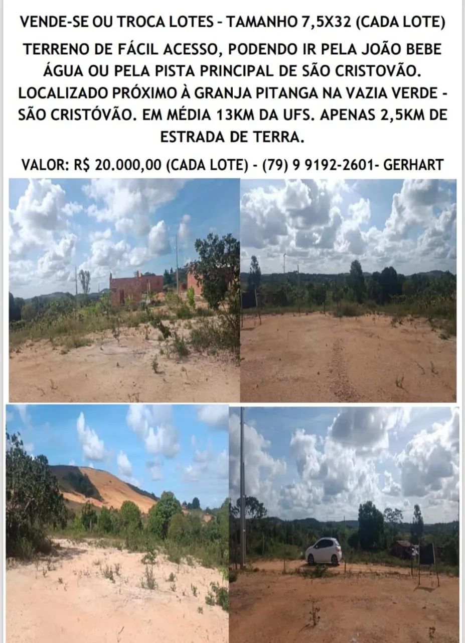 TERRENO EM SÃO CRISTÓVÃO/SE - 7,5 X 32