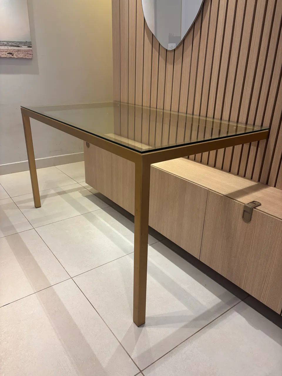 Mesa Metalon dourado e tampo Vidro  - Foto 3