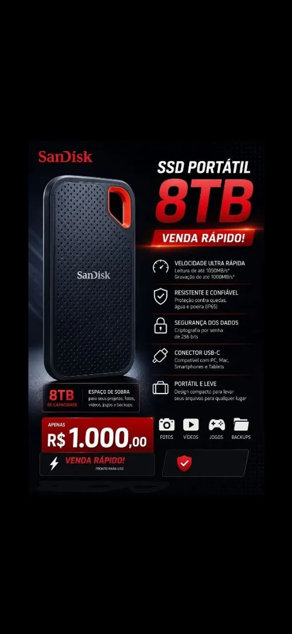 SSD Externo SanDisk 8TB USB-C - HD Externo 8TB