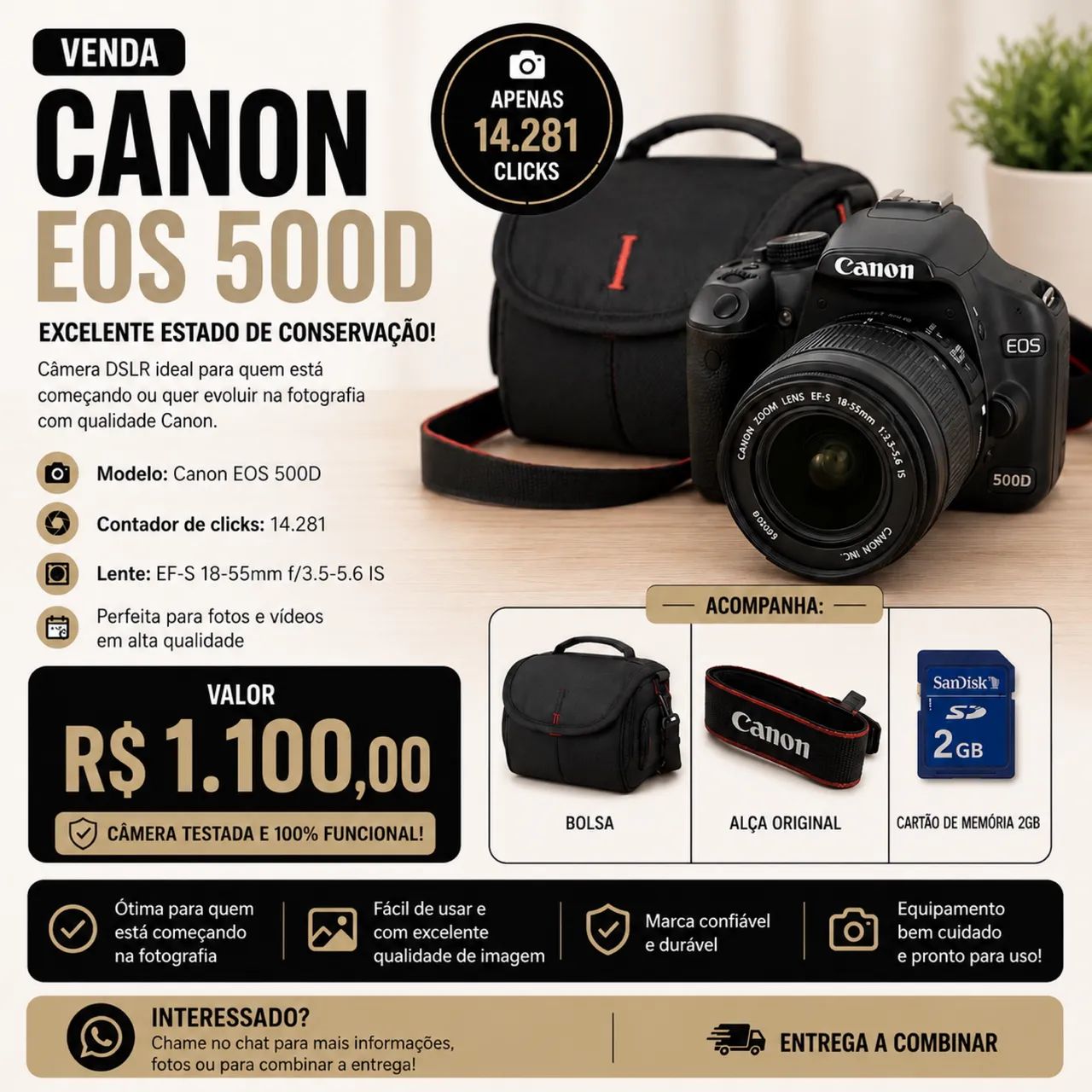 Câmera Canon EOS Rebel T100 