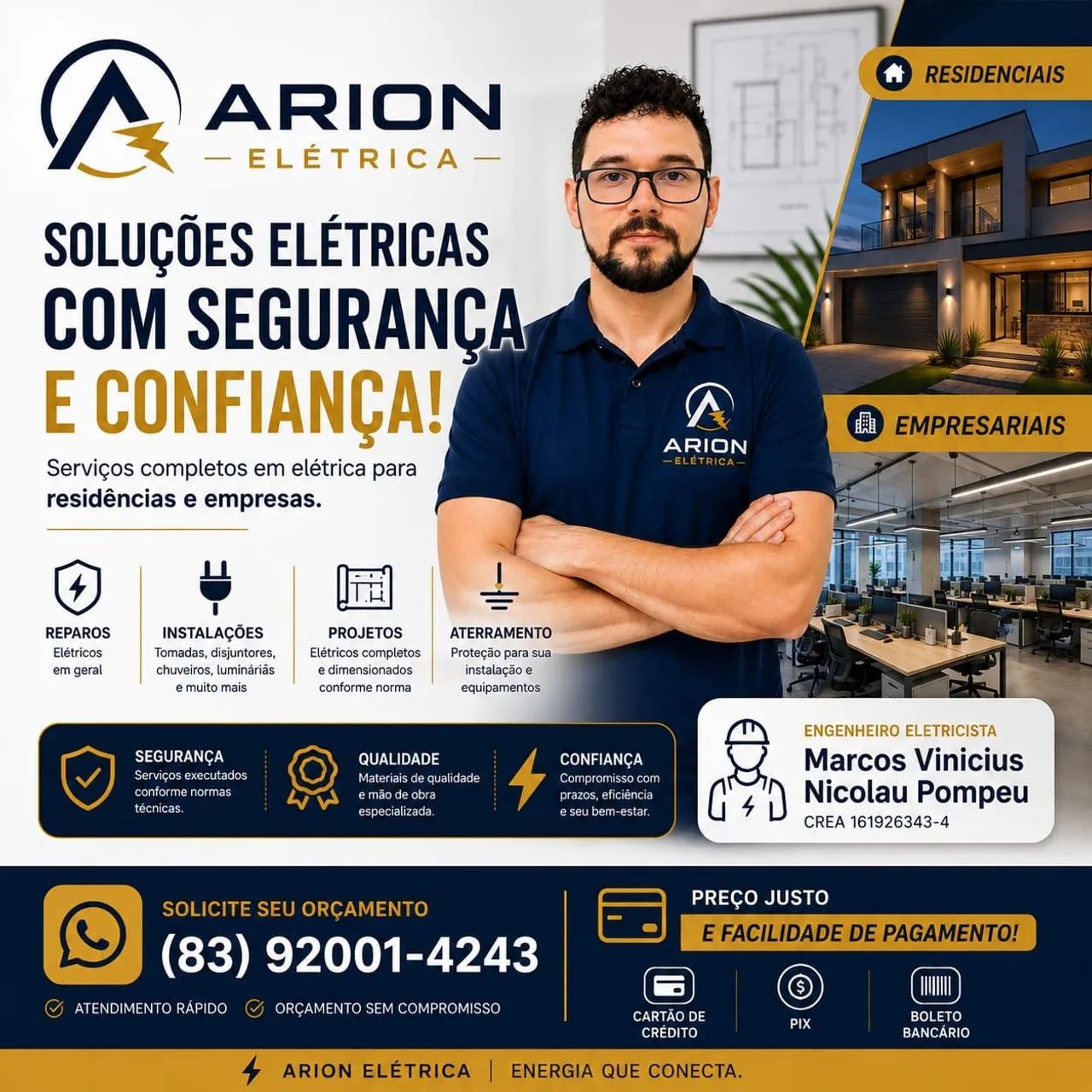 Projetos elétricos, instalações, manutenção elétrica 