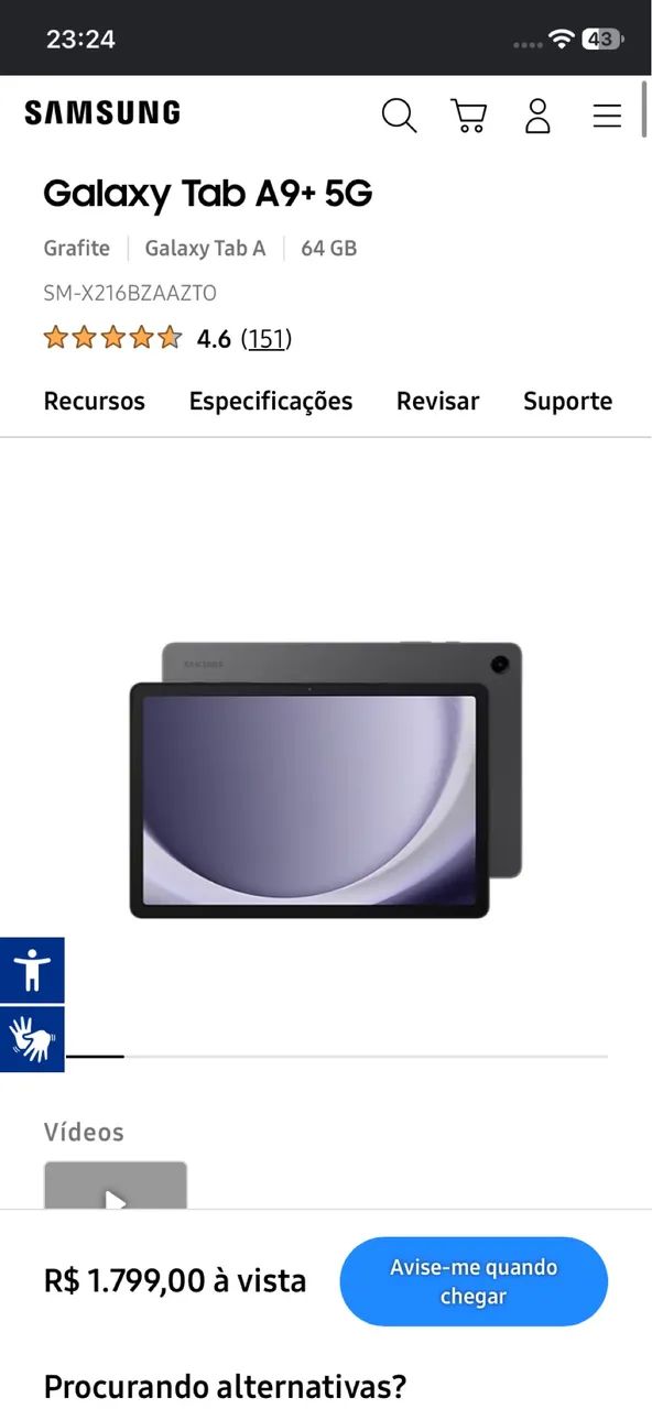 TABLET SAMSUNG TAB 9+, 5G e WIFI