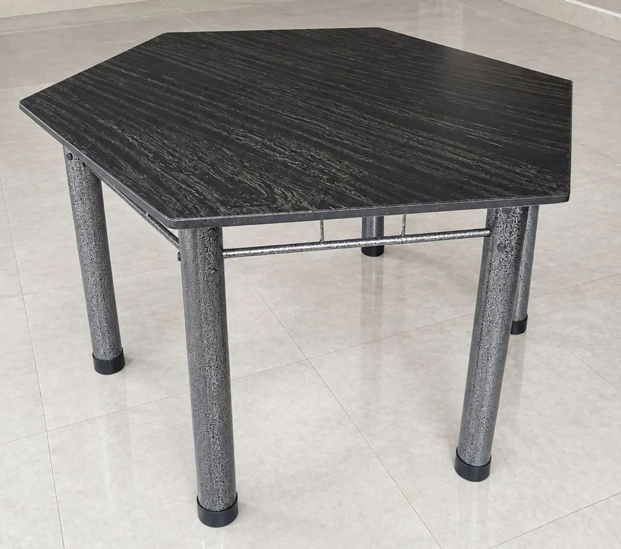 Mesa Hexagonal de Mármore Escuro