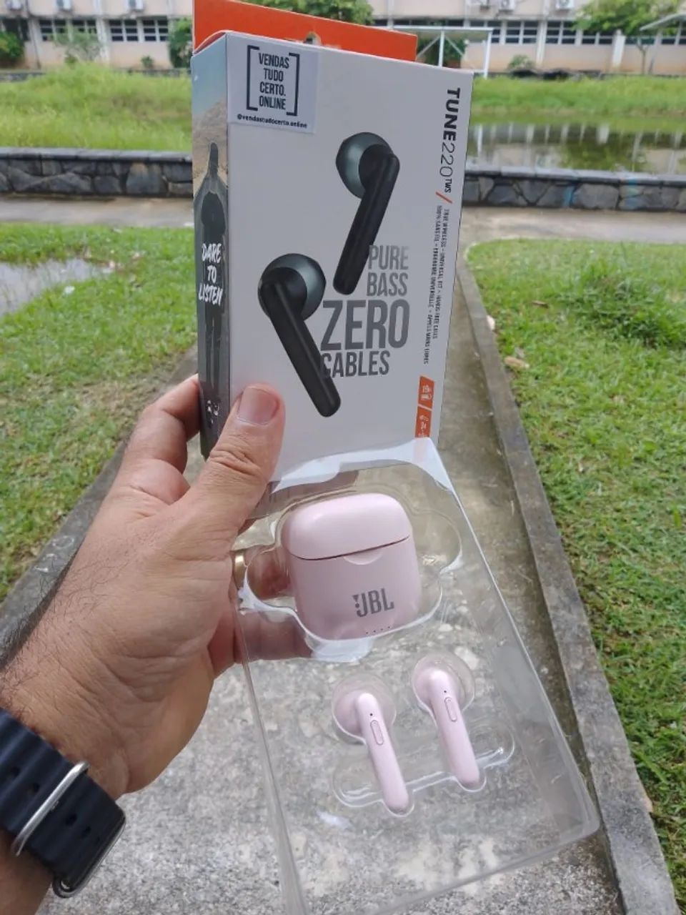fones de ouvido bluetooth tws (True Wireless Stereo) branco e rosa - Foto 2