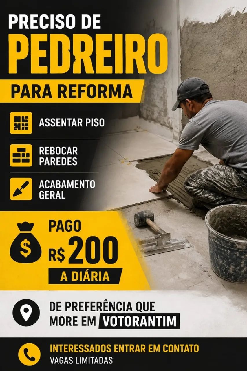 Preciso de um pedreiro para reforma 