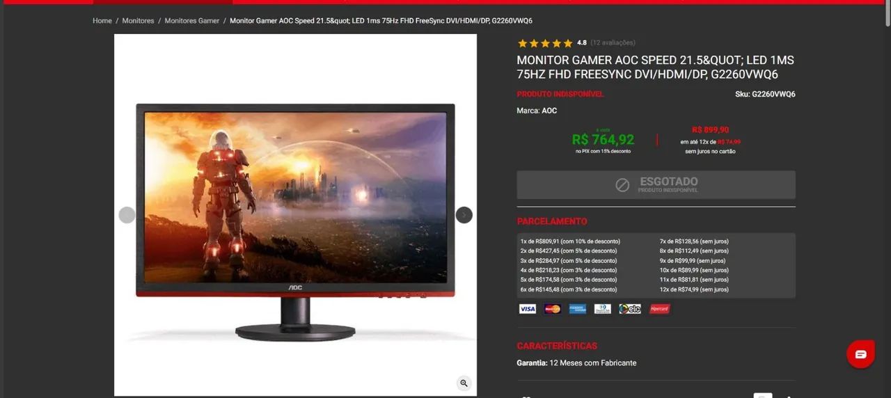 Monitor AOC 21'5 75hz - Foto 3