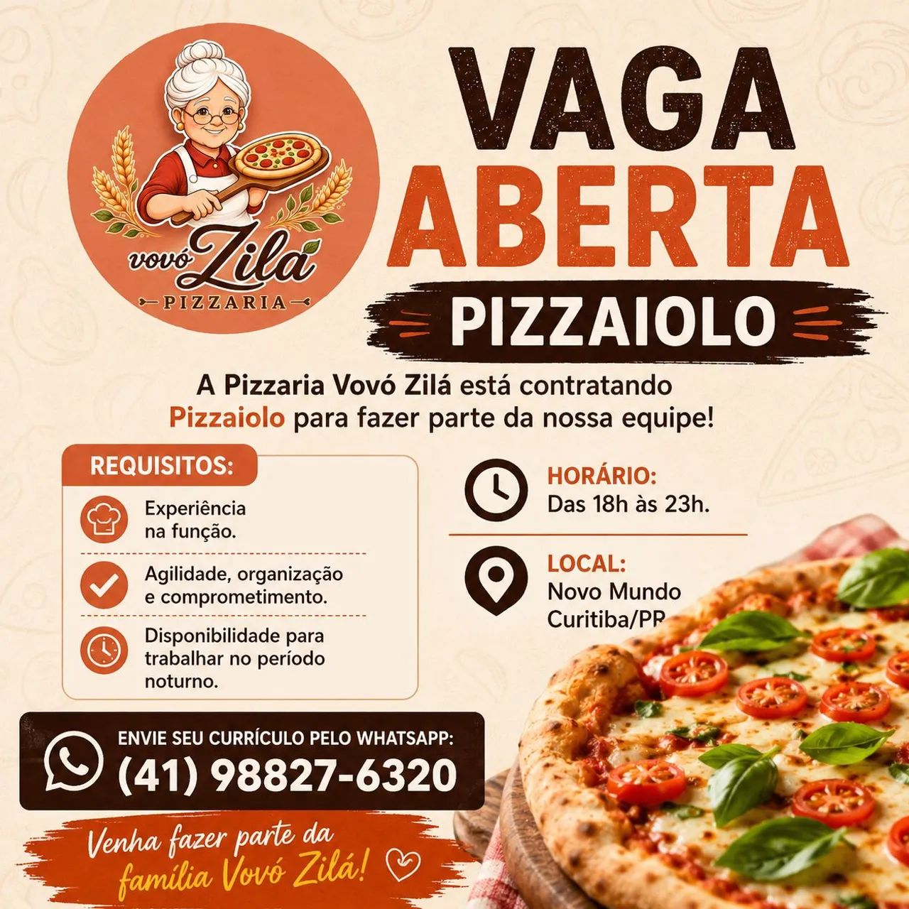 Vaga para Pizzaiolo