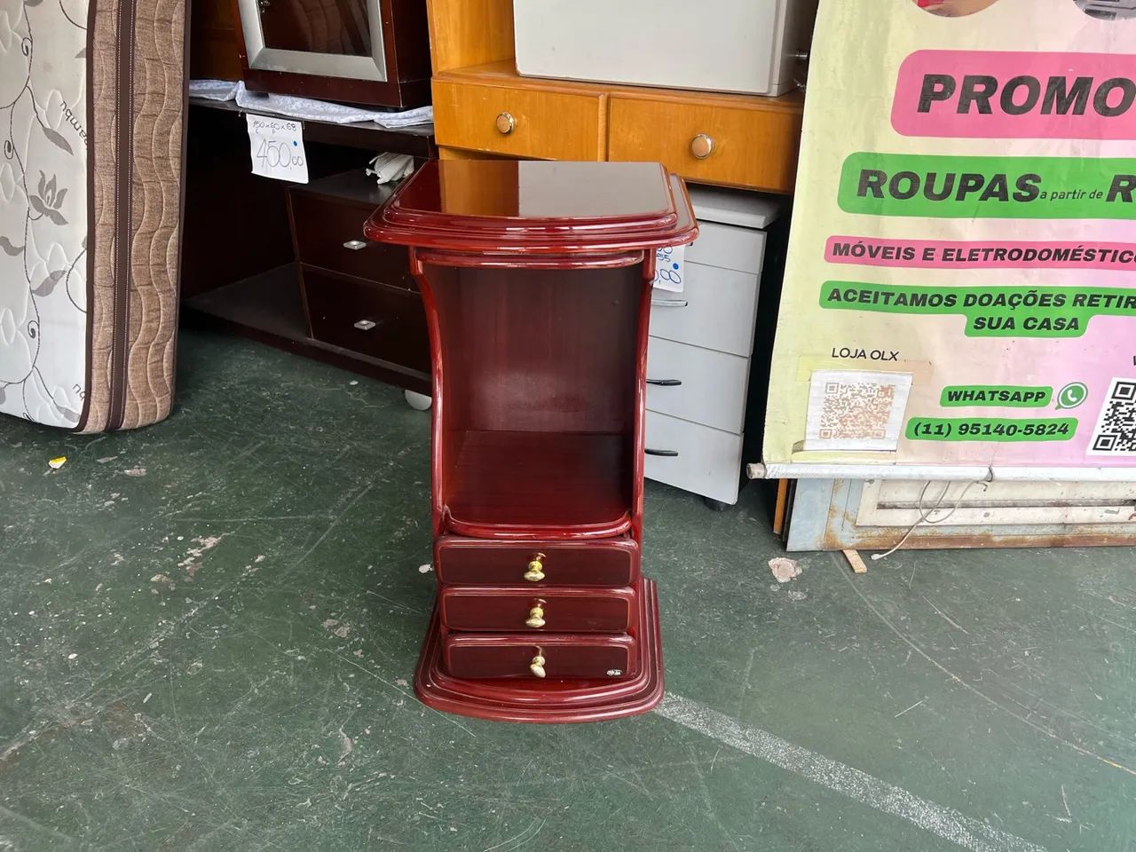 Mesa de Canto para Telefone 3 Gavetas