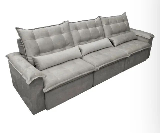 Sofá Modular Orion 6 Lugares Retrátil e Reclinável em Veludo 3,10m - Foto 2