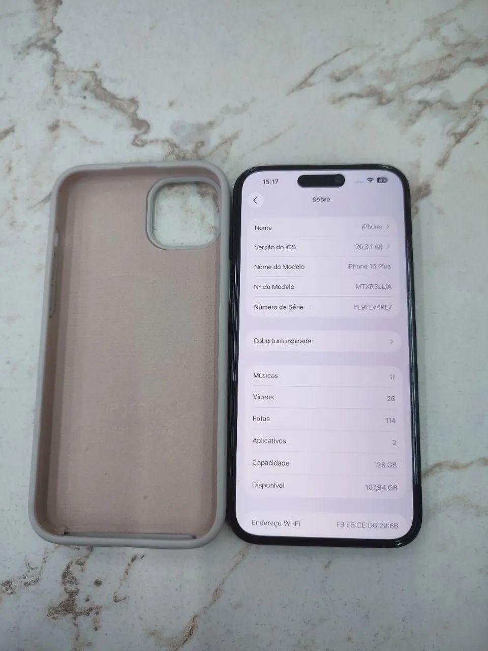 Atenção iPhone 15 plus 128 gigas todo original bateria 86 sem