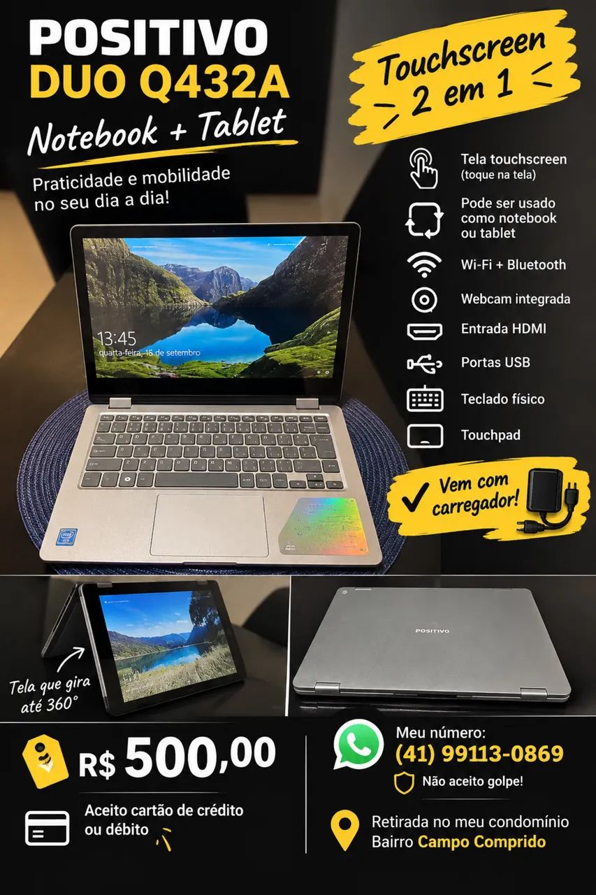 Notebook Positivo Duo Q432A Touchscreen 2 em 1 - Foto 2