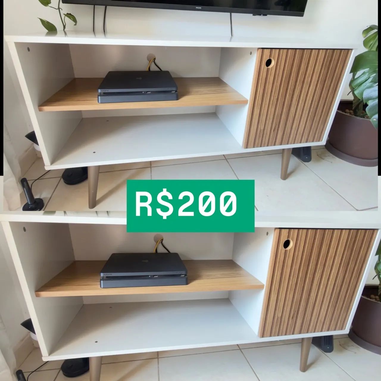 Rack de MDF Cinza com marrom