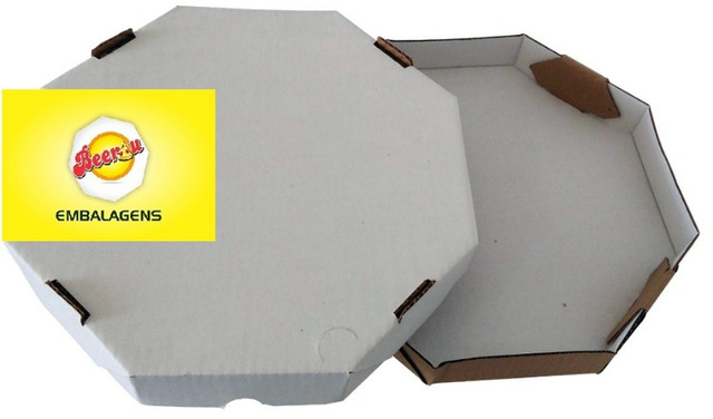 50 Caixas Embalagem Pizza 35cm Oitavada Branca Tbm personalizamos, temos todos os tamanhos - Foto 5