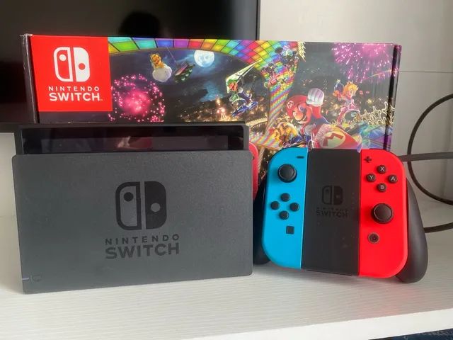 nintendo switch joy con l e r vermelho e azul video game em