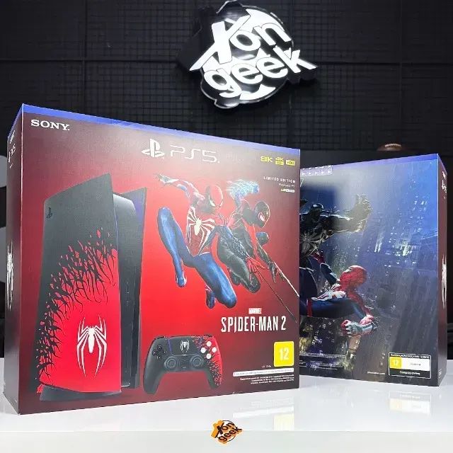 Detalhes do bundle do PS5 com Marvel's Spider-Man 2; tampa e