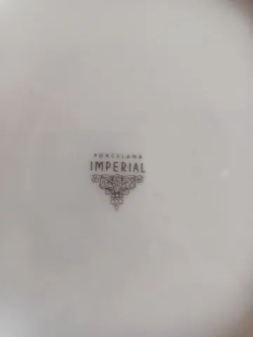 12 pratos porcelana imperial borda em prata - Foto 4