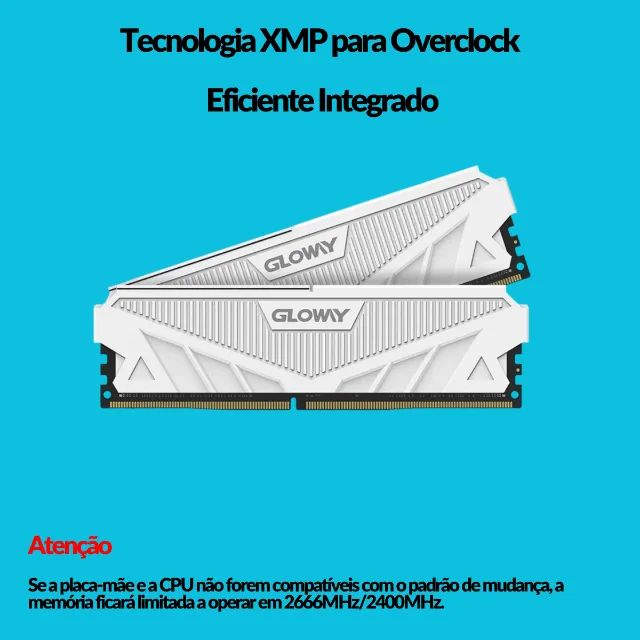 Memoria ram DDR4 gloway 8x2 (16 gigas) Branca X.M.P 3200mhz  - Foto 5