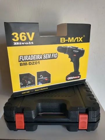 Furadeira Parafusadeira Sem Fio Bivolt 36v 2 Bateria 340w 1550rpm