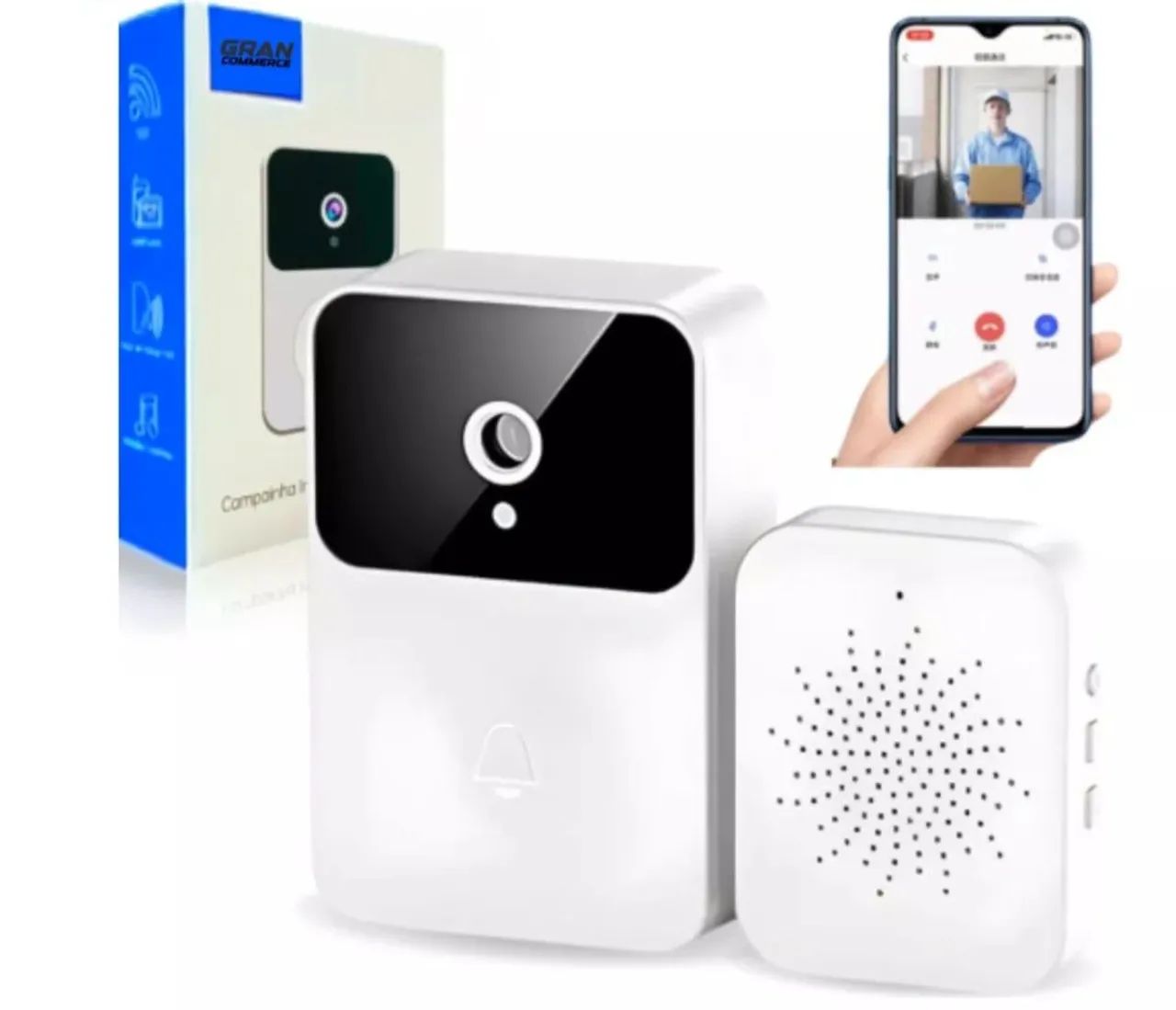Campainha inteligente com câmera HD e visão noturna