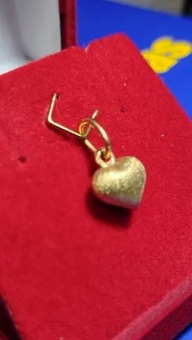 Pingente Fosco Ouro 18 Kilates 1.00 Grama 10 mm Coração - Foto 2