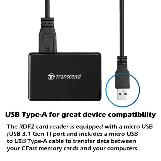 Transcend Cfast 2.0 Usb 3.1 Leitor De Cartão Preto - Foto 5