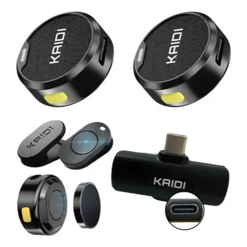 Microfone Duplo Kaidi Tipo C Lapela Kmf4-c Wireless Usb-c P/ Celular Loja Coimbra Entrega - Foto 2