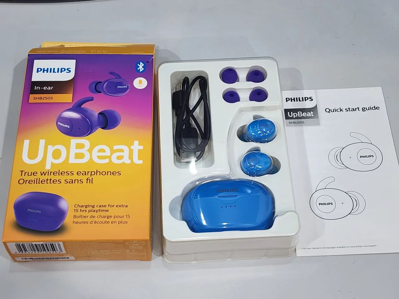 Fone de ouvido sem fio azul Philips - Foto 3